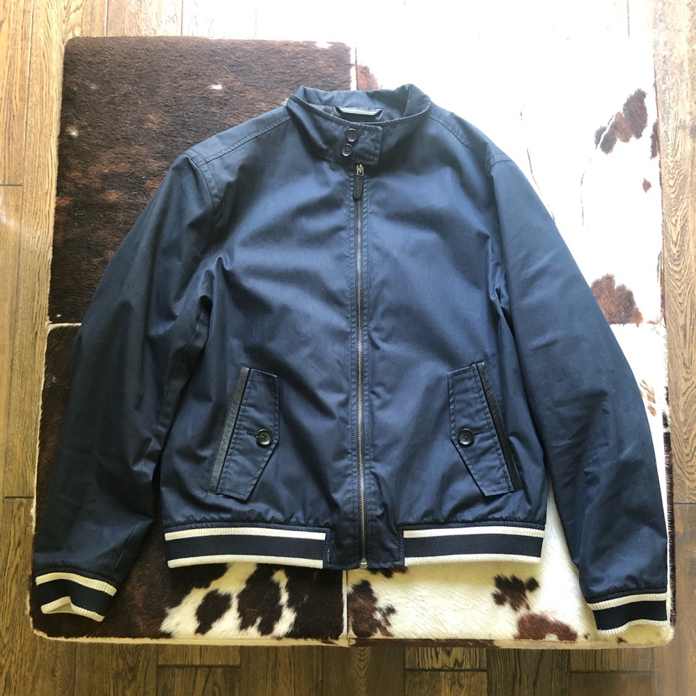 Navy Coach Nylon Bomber Jacket
